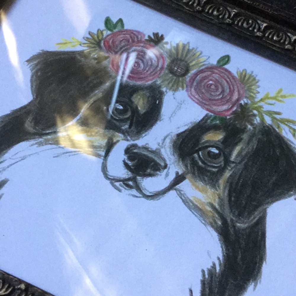 Artisan print artwork doggie floral pet cabin dog  mom lodge Aussie holiday gift - Picture 7 of 7